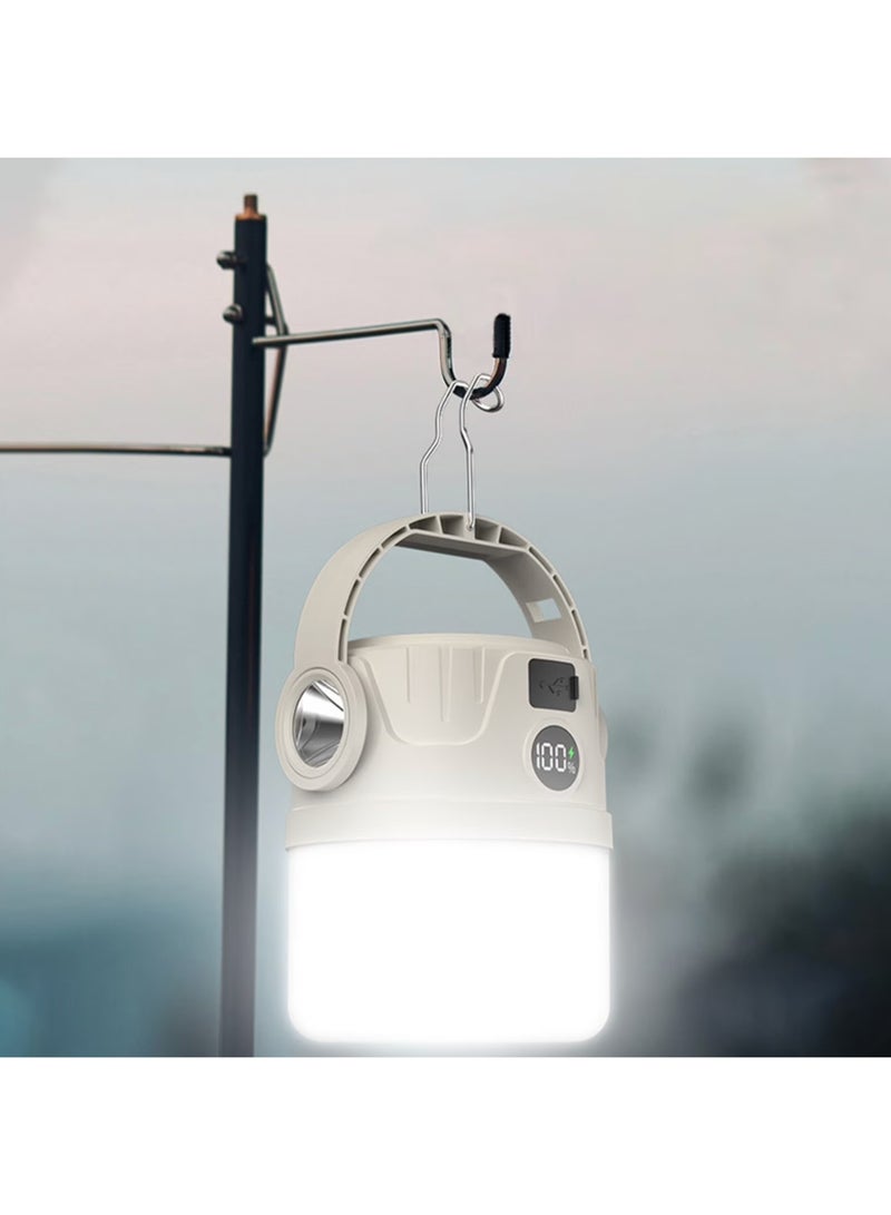 فانوس تخييم يعمل بالطاقة الشمسية | مصباح LED قابل لإعادة الشحن | ضوء محمول متعدد الاستخدامات | بطارية ١٢٠٠ مللي أمبير/ساعة | بنك طاقة USB | شحن بالطاقة الشمسية ومنافذ Type-C | سطوع قابل للتعديل - Image 1