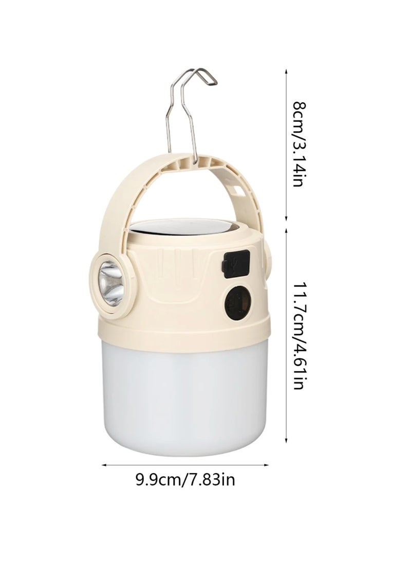 فانوس تخييم يعمل بالطاقة الشمسية | مصباح LED قابل لإعادة الشحن | ضوء محمول متعدد الاستخدامات | بطارية ١٢٠٠ مللي أمبير/ساعة | بنك طاقة USB | شحن بالطاقة الشمسية ومنافذ Type-C | سطوع قابل للتعديل - Image 2