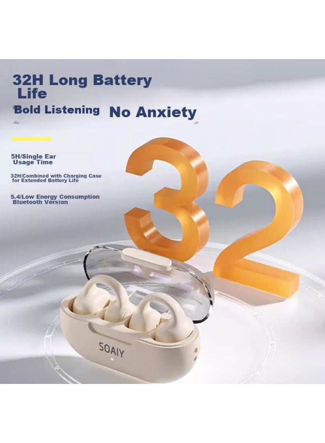 Soaiy Gk9 Air Bone Conduction Ear Clip Bluetooth Headphones, True Wireless, Open-style Non-in, For Running, Music, Calls, Noise Reduction, Compatible With Apple, Huawei, Xiaomi Phones, Titanium Gray - Image 5