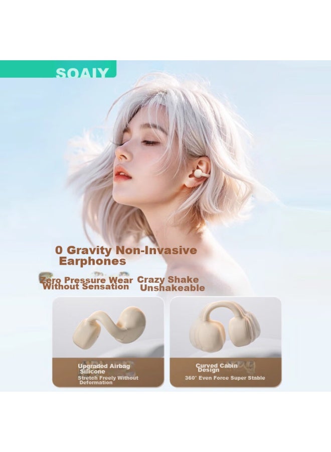 Soaiy Gk9 Air Bone Conduction Ear Clip Bluetooth Headphones, True Wireless, Open-style Non-in, For Running, Music, Calls, Noise Reduction, Compatible With Apple, Huawei, Xiaomi Phones, Titanium Gray - Image 3
