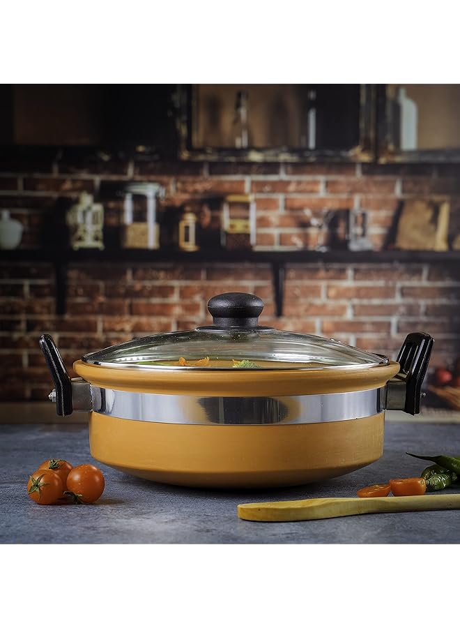 أولسنمارك أواني طهي تقليدية من الطين مع غطاء زجاجي | Omcp6015 | أواني طهي صديقة للبيئة ١٠٠٪، سعة ٥٠٠ مل، بمقبض من الباكليت | مفيدة وصحية | متعددة الاستخدامات - Image 1