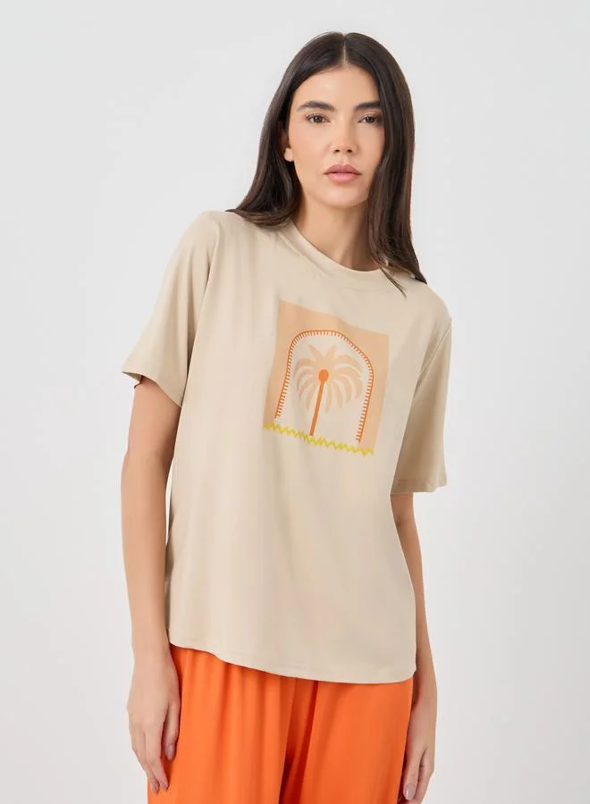 Take Two Take Two Graphic Printed Short Sleeve T-Shirt and Pyjama Set