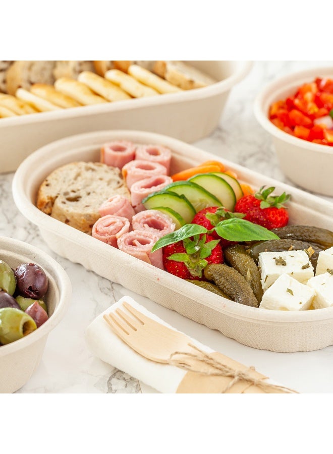 Restaurantware Pulp Tek 17 Ounce Take Out Containers, 100 Oval Disposable Food Containers - Lids Sold Separately, Sustainable, Bagasse To Go Containers, Durable, Microwavable - Image 3