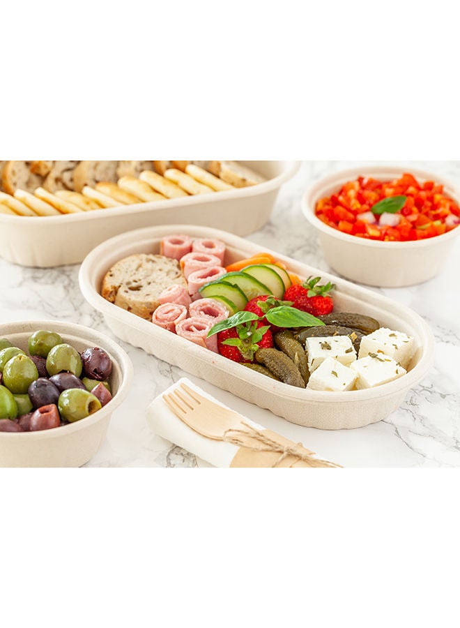 Restaurantware Pulp Tek 17 Ounce Take Out Containers, 100 Oval Disposable Food Containers - Lids Sold Separately, Sustainable, Bagasse To Go Containers, Durable, Microwavable - Image 5