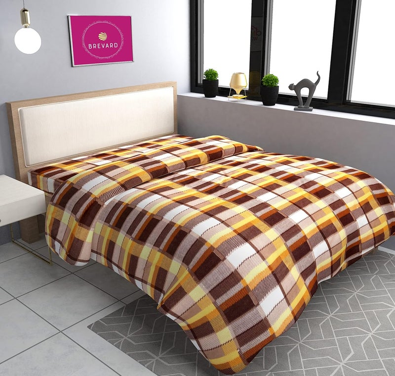 BREVARD BREVARD Single Bed Woolen Fabric Checkered Quilt CoverDuvet CoverRajai CoverBlanket Cover for Winters 60x90 InchesBrown and Pink Combo of 2 - Image 2