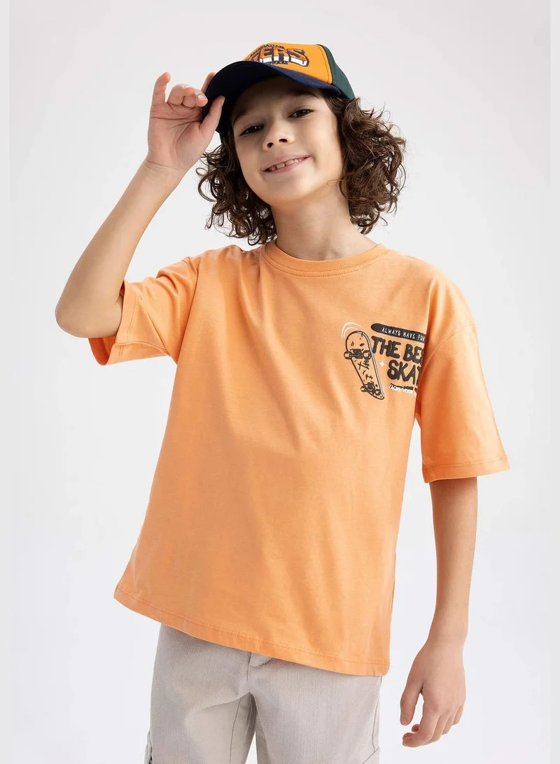 DeFacto Boy Oversize Fit Crew Neck Knitted Short Sleeve T-Shirt