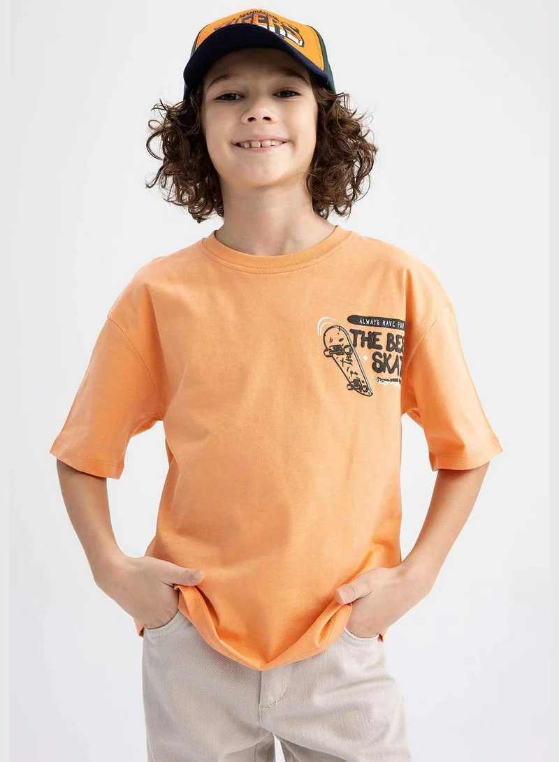 DeFacto Boy Oversize Fit Crew Neck Knitted Short Sleeve T-Shirt