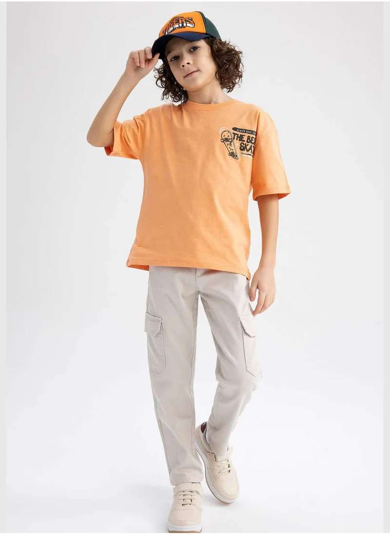 DeFacto Boy Oversize Fit Crew Neck Knitted Short Sleeve T-Shirt