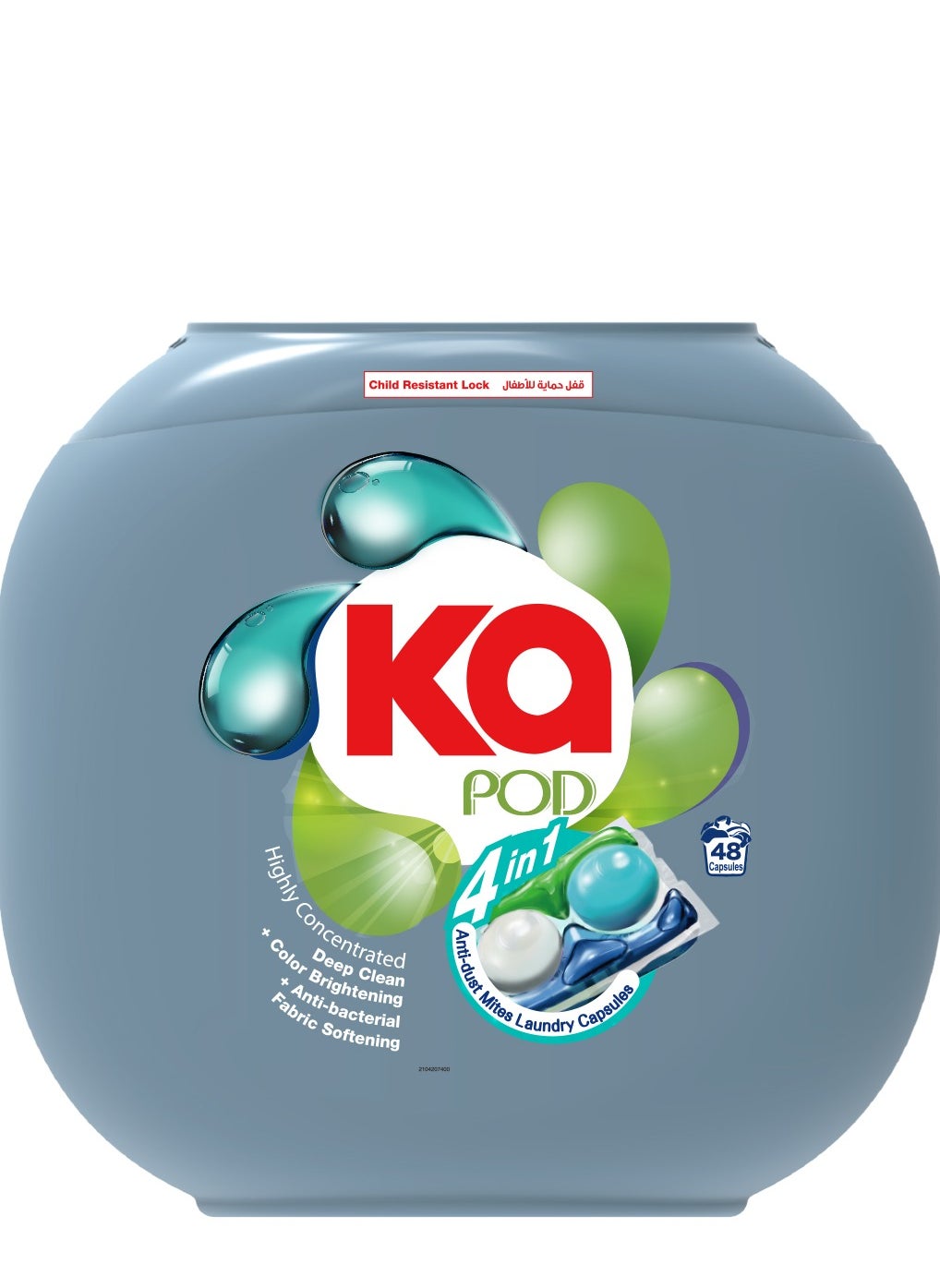 KA KA PODS, 4-in-1 Anti-Dust Mites Laundry Detergent Capsules with Deep Cleaning, Fabric Softening, Color Brightening, Anti-Bacterial, Powerful Stain Remover in 1 capsule, Long-Lasting Fragrance, 48 Pods 