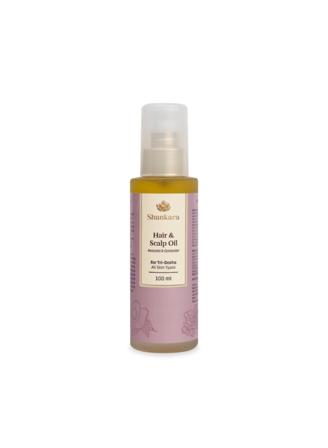 Shankara Hair & Scalp Oil with Pure Essential Oils of Avocado, Coriander & Rosemary for Hair Fall Control | Ayurvedic Hair Oil for Hair Growth & Dry Frizzy Hair | Promotes Healthy Hair & Scalp with Nourishment | For Men & Women-100ml - Image 1
