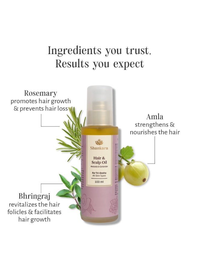 Shankara Hair & Scalp Oil with Pure Essential Oils of Avocado, Coriander & Rosemary for Hair Fall Control | Ayurvedic Hair Oil for Hair Growth & Dry Frizzy Hair | Promotes Healthy Hair & Scalp with Nourishment | For Men & Women-100ml - Image 2