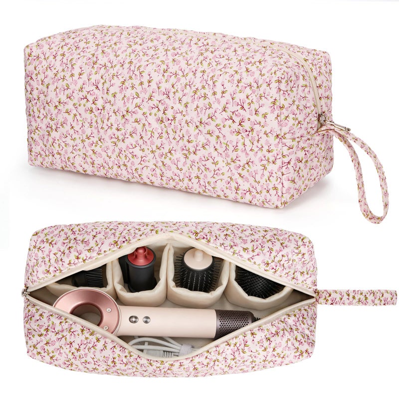 ANKICK Travel Hair Tool Bag Compatible with Dyson Airwrap and Shark Flex Style Carrying Case, Floral Portable Hair Dryer Bag Organizer - Image 1