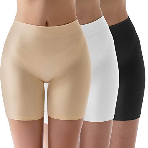 MELERIO Women's Slip Shorts, Comfortable Boyshorts Panties, Anti-chafing Spandex Shorts for Under Dress (3Pcs, 16-18) - Image 1