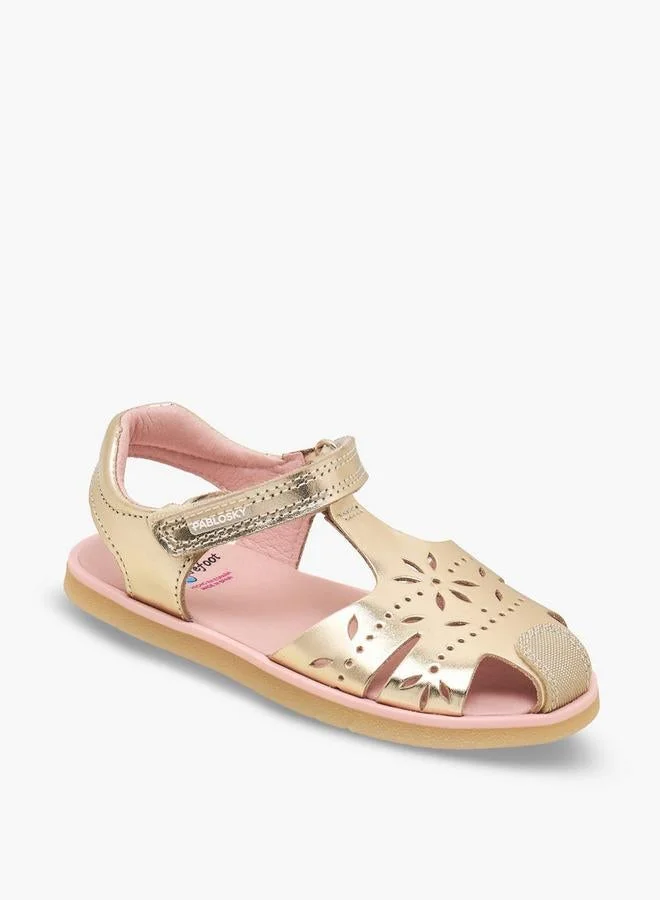 بابلوسكي Leather Comfort Sandals With Hook & Loop Closure