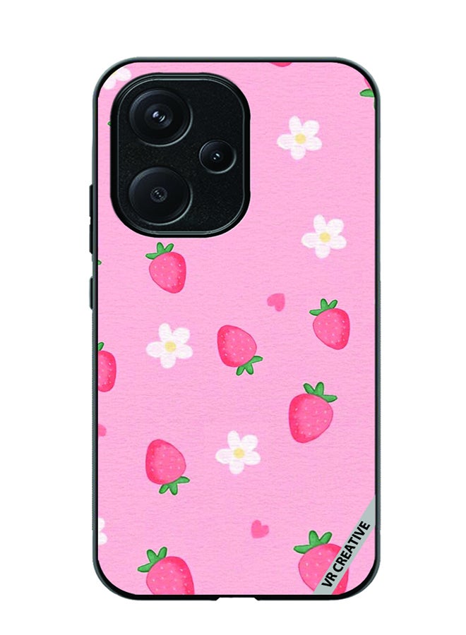 VR CREATIVE Protective Case Cover For Xiaomi Redmi 13C 5G Strawberry Design Multicolour - Image 1