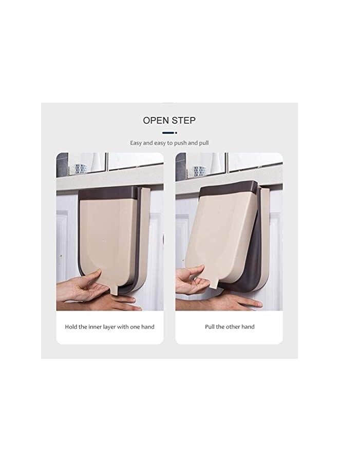 SKY-TOUCH Kitchen Hanging Bin Compact Collapsible Trash Bin For Hanging In Kitchen Cupboard Door Drawer Bathroom Office  Brown - Image 3