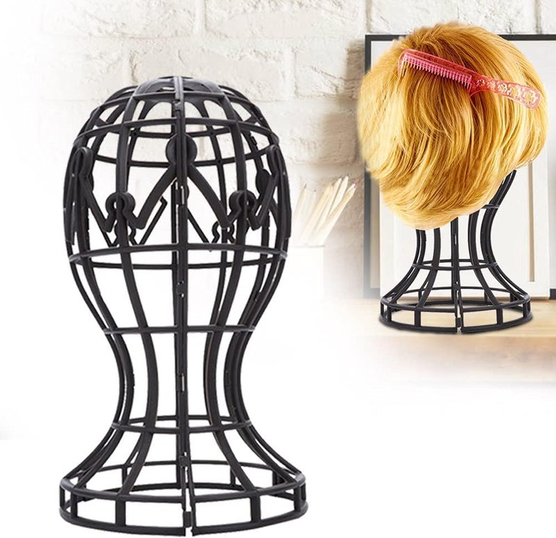 DOACT 2 Wig Stand ,Wig Stand Holder, 2 Colors ABS Foldable Plastic Wig Display Support Stand Lightweight Head Wig Hat Holder Hairpieces Display Folding Air Wig Dry (Black) - Image 3