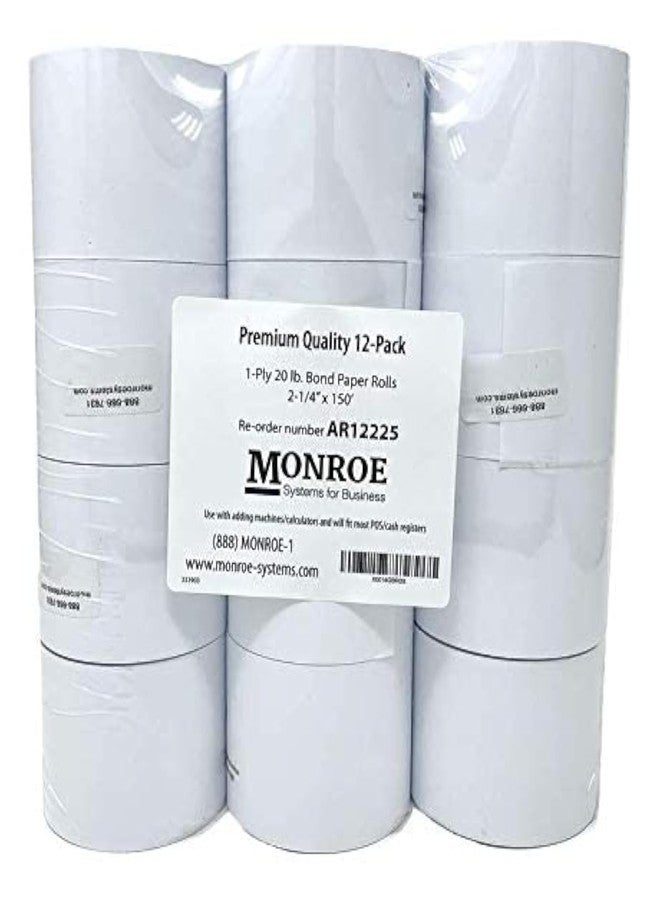 Monroe Systems for Business Single Ply Bond Paper Rolls, Top of the Line, 20 lb. - Image 1