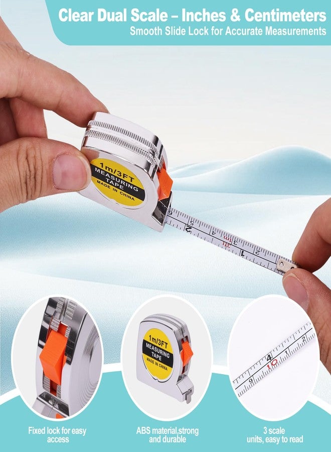 Daemson 100 Pcs Mini Tape Measure Keychains, 1.5 Inch Retractable Measuring Tapes with Slide Lock, 1m/3ft Ruler Key Rings for Party Favors, DIY Projects, Gifts, Classroom Rewards, Bulk Event Supplies - Image 3