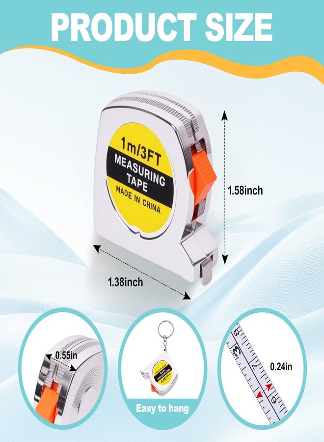 Daemson 100 Pcs Mini Tape Measure Keychains, 1.5 Inch Retractable Measuring Tapes with Slide Lock, 1m/3ft Ruler Key Rings for Party Favors, DIY Projects, Gifts, Classroom Rewards, Bulk Event Supplies - Image 2