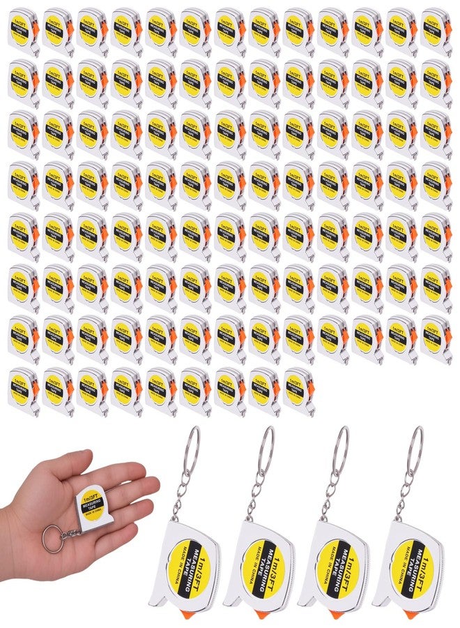 Daemson 100 Pcs Mini Tape Measure Keychains, 1.5 Inch Retractable Measuring Tapes with Slide Lock, 1m/3ft Ruler Key Rings for Party Favors, DIY Projects, Gifts, Classroom Rewards, Bulk Event Supplies - Image 1