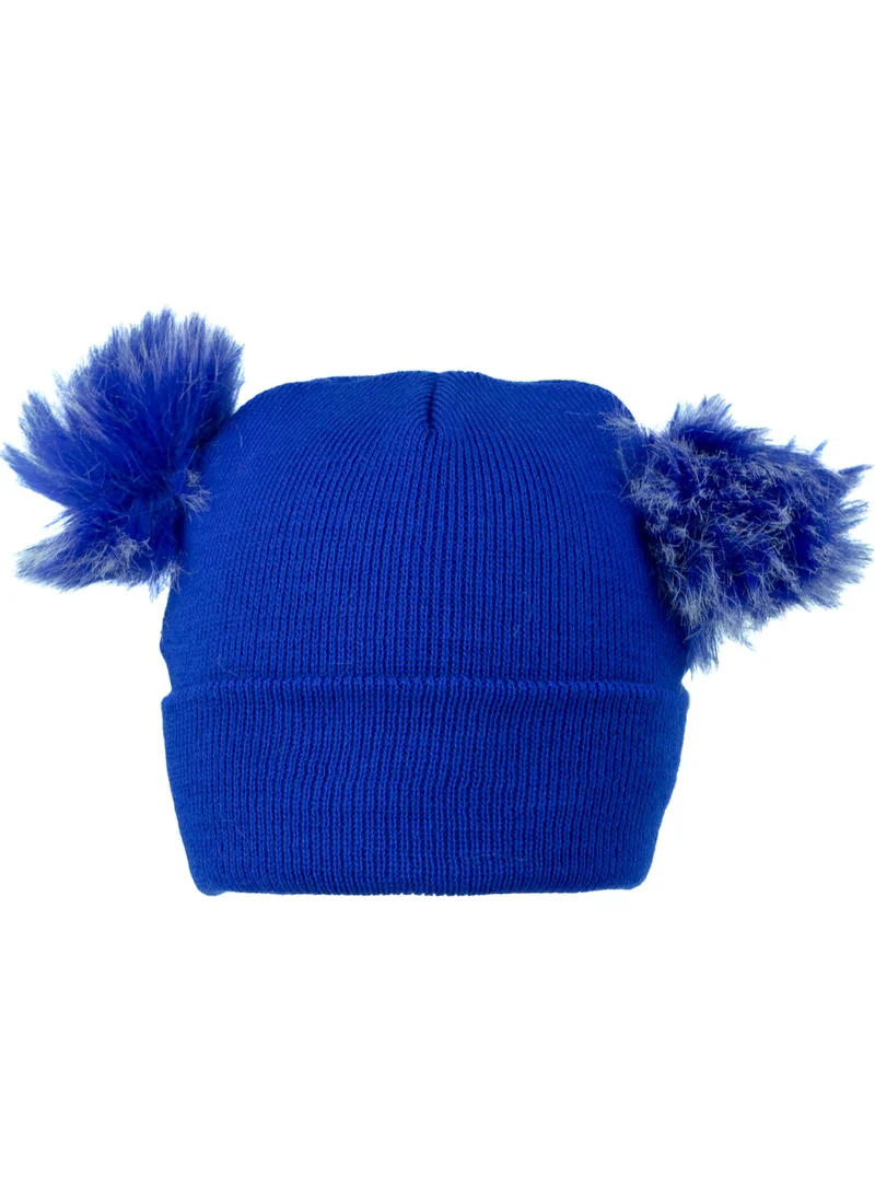 Oppland Girls Winter Thick Beanie Double Pompom Model Cotton Folded Warm Flexible Comfortable