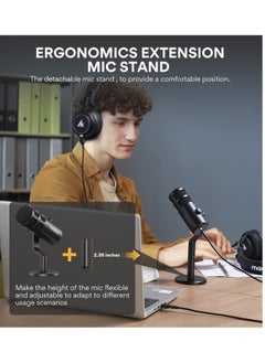 Maono PD100U USB Dynamic Microphone, Podcast Recording Microphone with Gain Knob, Plug & Play, Metal Structure, Voice-Isolating Technology, Cardioid Studio PC Mic for Streaming, Vocal, Home Studio  - Image 5