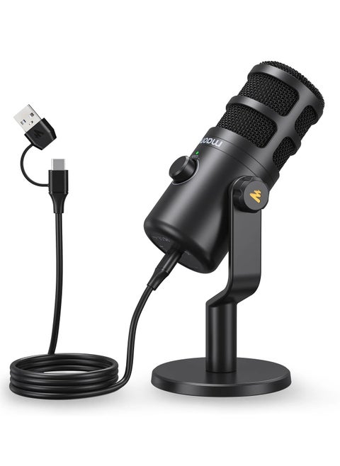 PD100U ميكروفون ديناميكي USB ، ميكروفون تسجيل بودكاست مع مقبض كسب ، التوصيل والتشغيل ، هيكل معدني ، تقنية عزل الصوت ، ميكروفون Cardioid Studio PC للبث ، صوتي ، Home Studio
