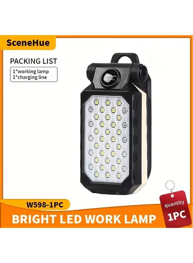 1pc Ultra Bright Folding COB Flashlight USB Rechargeable With Base And Hook - Image 1