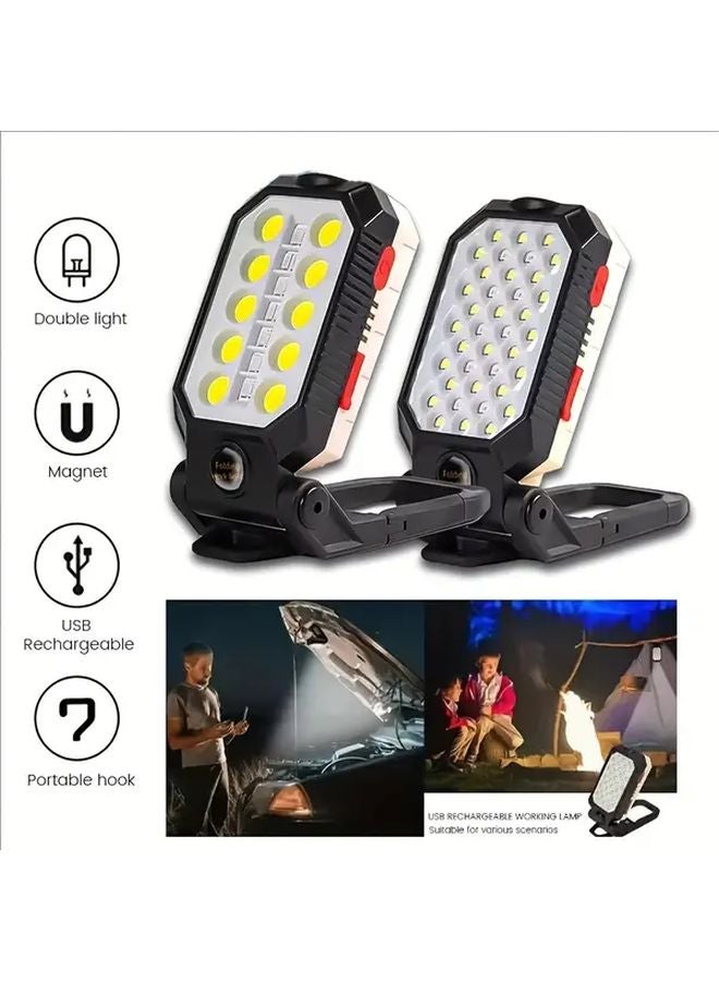 1pc Ultra Bright Folding COB Flashlight USB Rechargeable With Base And Hook - Image 5