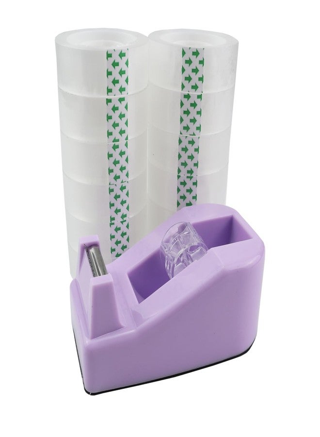 Aacehlh Desktop Tape Dispenser,1 Pack Purple Tape Dispensers with 12Rolls Transparent Tape, for Packaging in Office,Restaurant, Flower Shop,Cake Shop (Purple) - Image 1