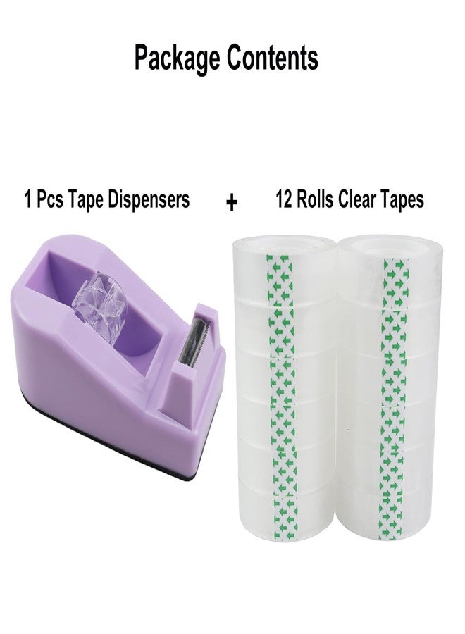 Aacehlh Desktop Tape Dispenser,1 Pack Purple Tape Dispensers with 12Rolls Transparent Tape, for Packaging in Office,Restaurant, Flower Shop,Cake Shop (Purple) - Image 2