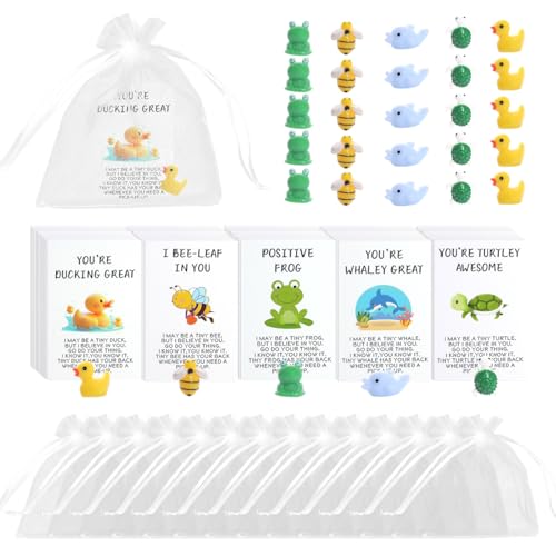 BHHQHH 60Sets Christmas Employee Appreciation Gifts Bulk for Coworkers Thank You Staff Gift Funny Animal Pun Greeting Note Cards Inspirational Resin Office Pocket Gifts - Image 1