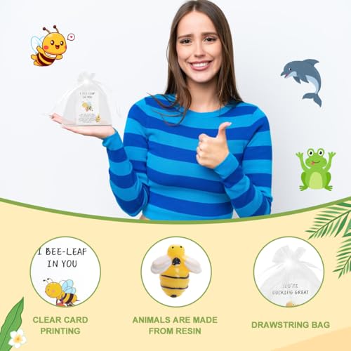BHHQHH 60Sets Christmas Employee Appreciation Gifts Bulk for Coworkers Thank You Staff Gift Funny Animal Pun Greeting Note Cards Inspirational Resin Office Pocket Gifts - Image 3