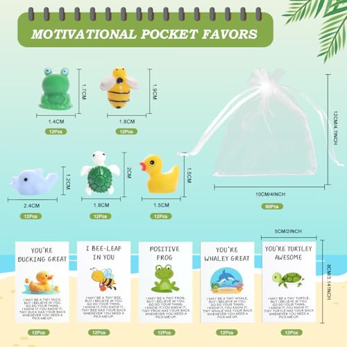 BHHQHH 60Sets Christmas Employee Appreciation Gifts Bulk for Coworkers Thank You Staff Gift Funny Animal Pun Greeting Note Cards Inspirational Resin Office Pocket Gifts - Image 2