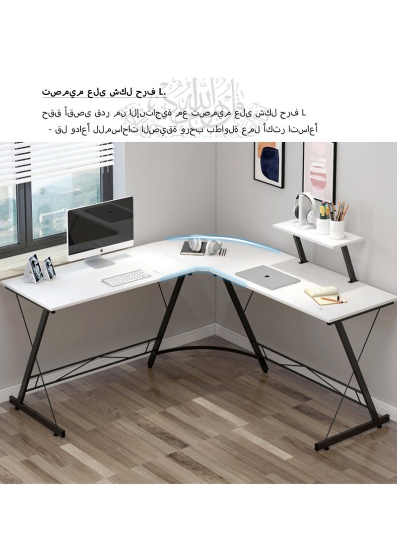 ZUIHAO L-Shaped Gaming Desk Modern Corner Workstation with Metal Frame Sturdy Home Office & PC Table for Gaming Writing and Storage Adjustable Footpads for Stability Large Desktop & Ample Legroom - Image 2