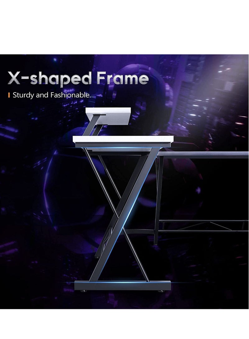 ZUIHAO L-Shaped Gaming Desk Modern Corner Workstation with Metal Frame Sturdy Home Office & PC Table for Gaming Writing and Storage Adjustable Footpads for Stability Large Desktop & Ample Legroom - Image 5