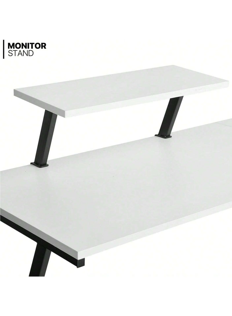 ZUIHAO L-Shaped Gaming Desk Modern Corner Workstation with Metal Frame Sturdy Home Office & PC Table for Gaming Writing and Storage Adjustable Footpads for Stability Large Desktop & Ample Legroom - Image 3