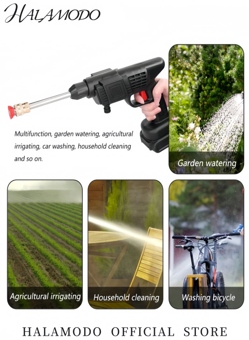 هالامودو غسالة ضغط لاسلكية محمولة، غسالة كهربائية محمولة عالية الضغط للسيارة للاستخدام المنزلي والأرضي، مع بطارية وشاحن واحد - Image 5