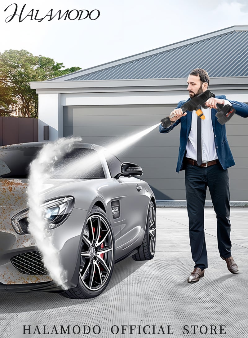 هالامودو غسالة ضغط لاسلكية محمولة، غسالة كهربائية محمولة عالية الضغط للسيارة للاستخدام المنزلي والأرضي، مع بطارية وشاحن واحد - Image 2