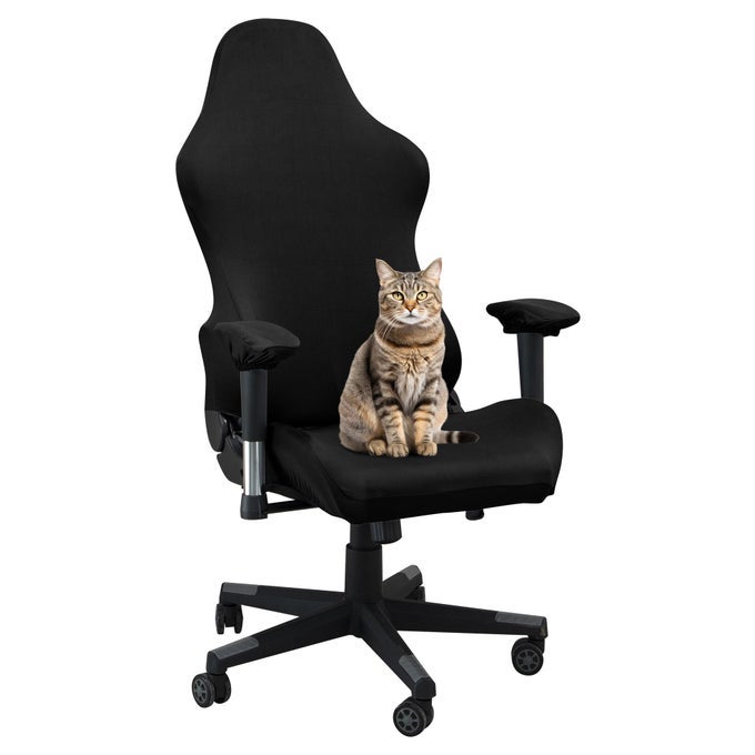 GAMING CHAIR COVERSSTRETCHABLE COMPUTER CHAIR COVERERGONOMIC OFFICE CHAIR COVERFOR ANTI CAT SCRATCH PROTECTION OF COMPUTER GAMER CHAIR SLIPCOVERSRACING CHAIR COVERS ONLY COVERSBLACK