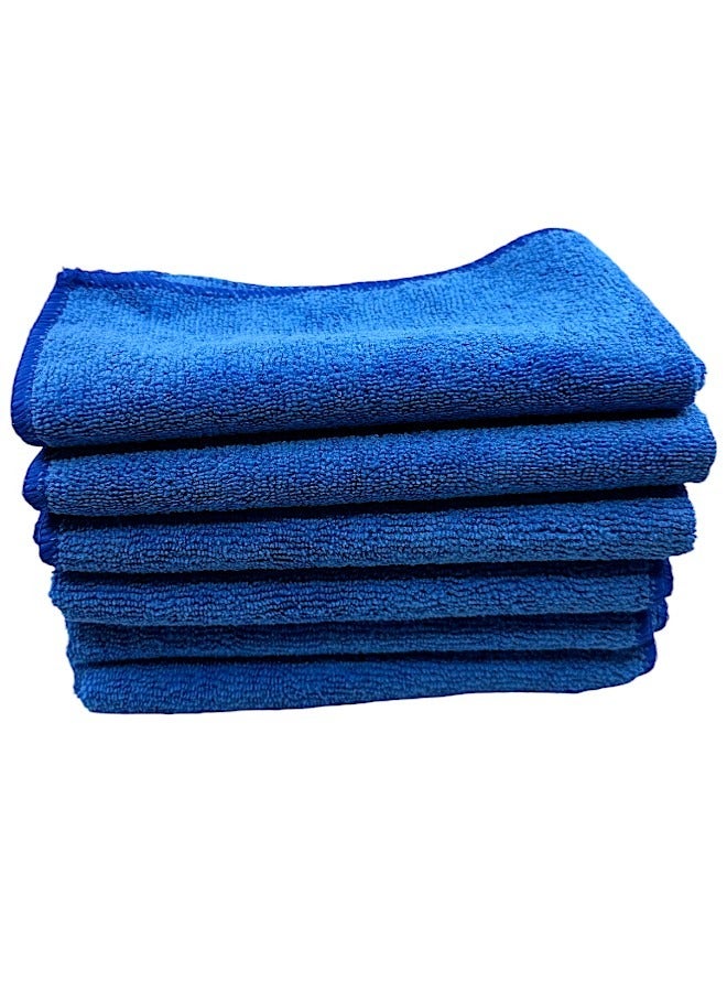 Beauenty Multi Purpose Polyester for Home Kitchen and Car Drying Microfiber Towel Set of 6 Pieces - 40cm X 40 cm Blue - Image 5