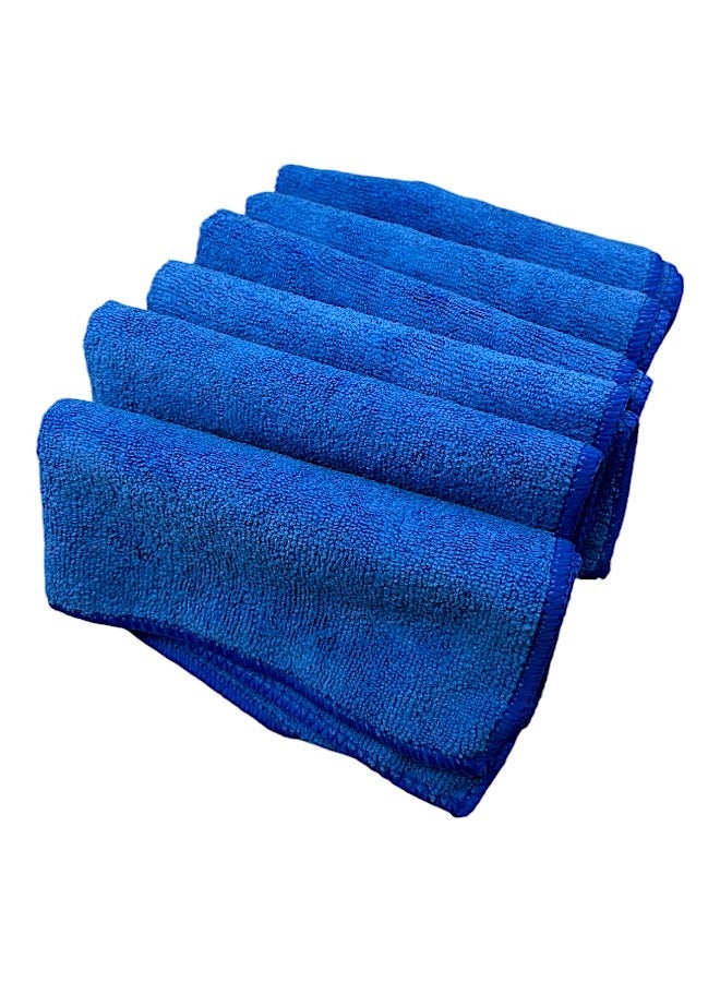 Beauenty Multi Purpose Polyester for Home Kitchen and Car Drying Microfiber Towel Set of 6 Pieces - 40cm X 40 cm Blue - Image 1