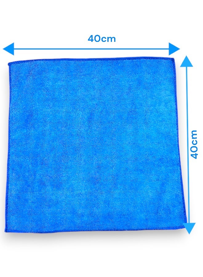 Beauenty Multi Purpose Polyester for Home Kitchen and Car Drying Microfiber Towel Set of 6 Pieces - 40cm X 40 cm Blue - Image 2