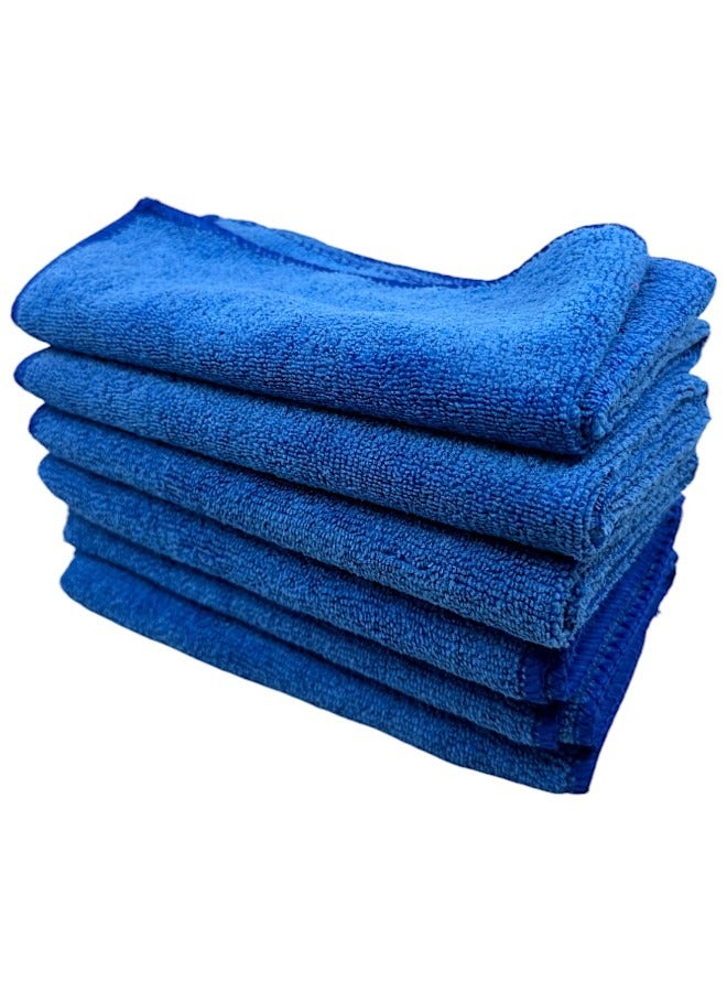 Beauenty Multi Purpose Polyester for Home Kitchen and Car Drying Microfiber Towel Set of 6 Pieces - 40cm X 40 cm Blue - Image 4