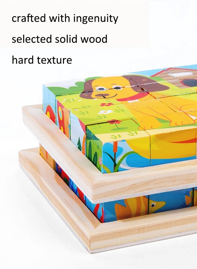3D Animal puzzle toys wooden puzzle  16 pieces dinosaur theme puzzle six-piece painted wooden puzzle 3D assembly toys early childhood educational toys  - Image 4