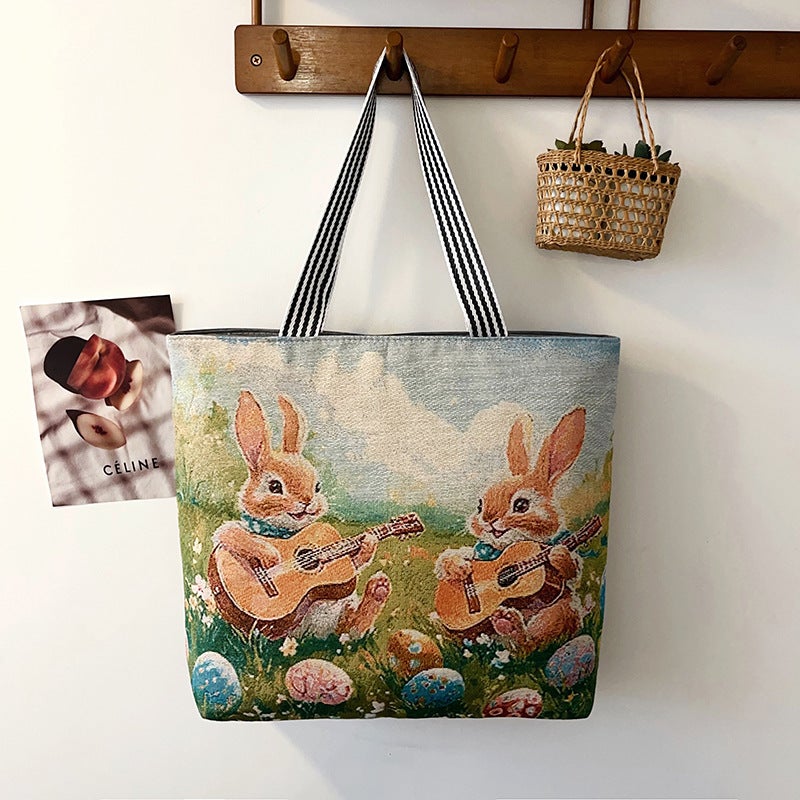 New Gold Silk Single-Sided Cloth Bag Fashion Shoulder Bag For Women Cute Shopping Bag Supply Literary Canvas Bag - Image 1