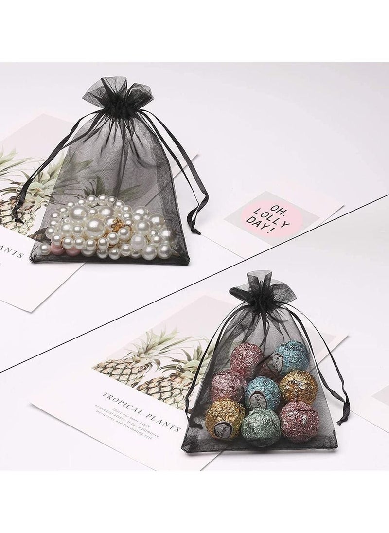 Y&D Organza Bags, Bags with Drawstrings, 9X12 cm Jewelry Candy Pouches Makeup Eid Bridal Shower Wedding Favor 100Pcs  - Image 3