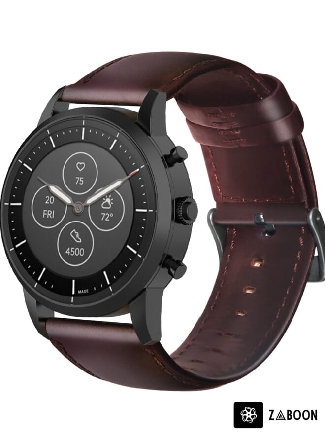 Zaboon سوار ساعة ذكية هجين من فوسيل HR مصنوع من جلد الزيت الشمعي الأصلي - Image 1