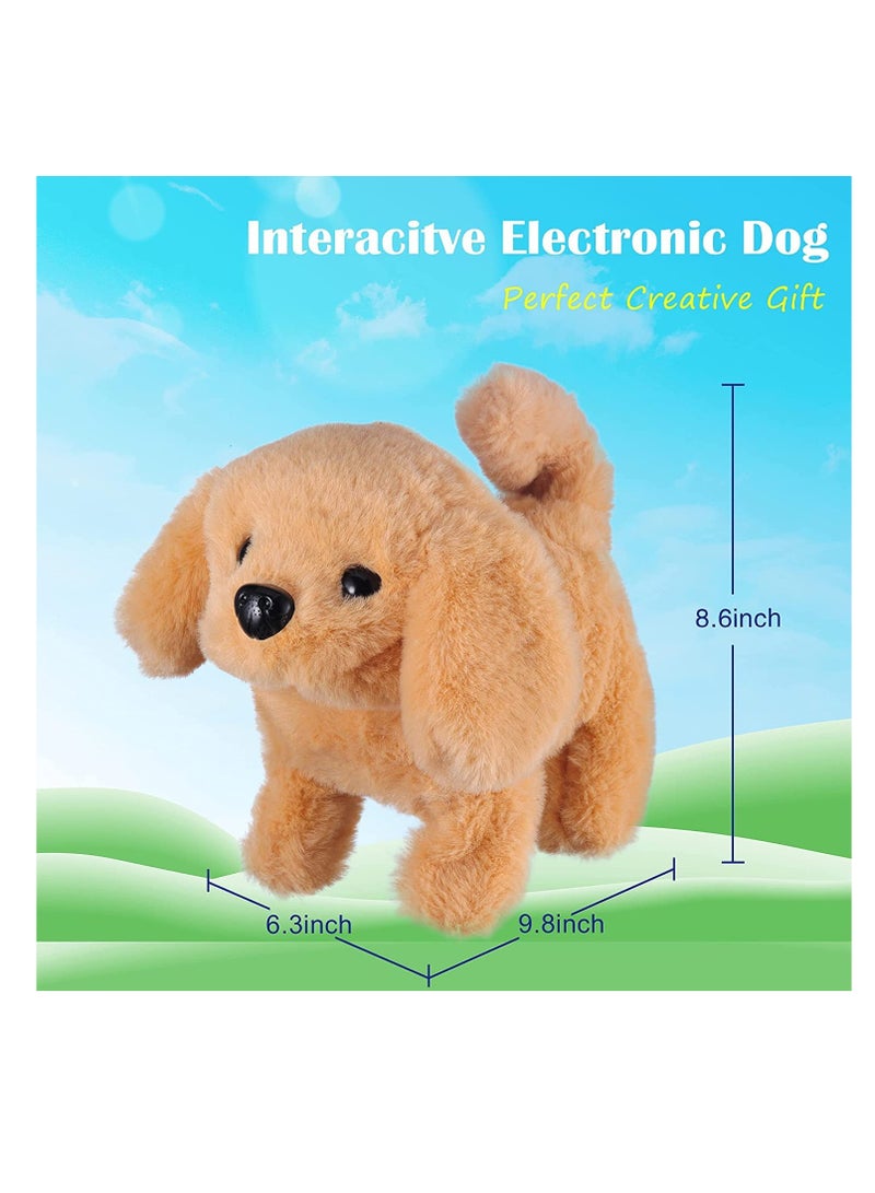 Plush Interactive Toy Electronic Pet Plush Golden Retriever Toy Puppy Electronic Interactive Pet Dog Can Walking Barking Tail Wagging Stretching Companion Animal for Kids (Golden Labrador)